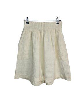 IKIKIZ Pokoloko Crinkle Relaxed Shorts, Cream, Pull On, Pockets, Cotton, O/S S-L